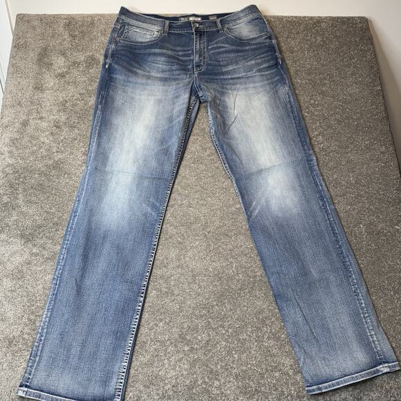 BKE Jeans Men Style ABP17019 38XXL NWOT Blue Faded Straight Leg Stretch Denim